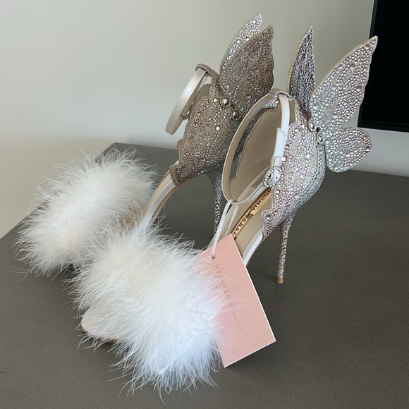 Sophia Webster White Feathered Heels - Picture 8 of 10